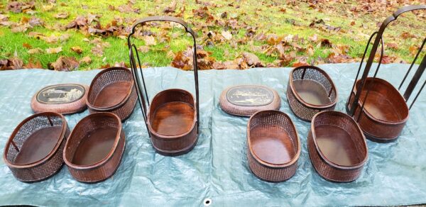 Vintage 90's Oriental Wicker 4-tier Food Baskets (2 baskets) - Image 3