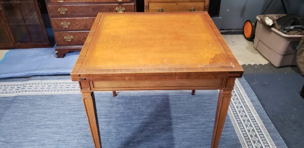 Heritage Henredon Mid Century Leather Top Flip Game Table
