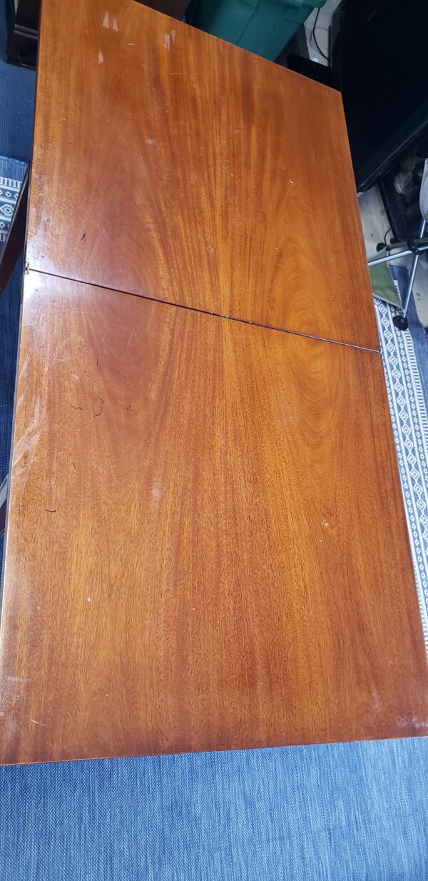 Heritage Henredon Mid Century Leather Top Flip Game Table - Image 4