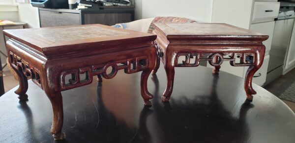 Vintage Chinese Carved Ornate Marble Stool Stand Display Pedestal - Image 4