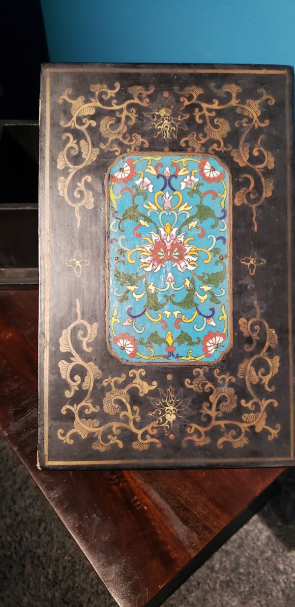 Antique Chinese Export Lacquer & Cloisonne Scholar's Box (2 boxes) - Image 4